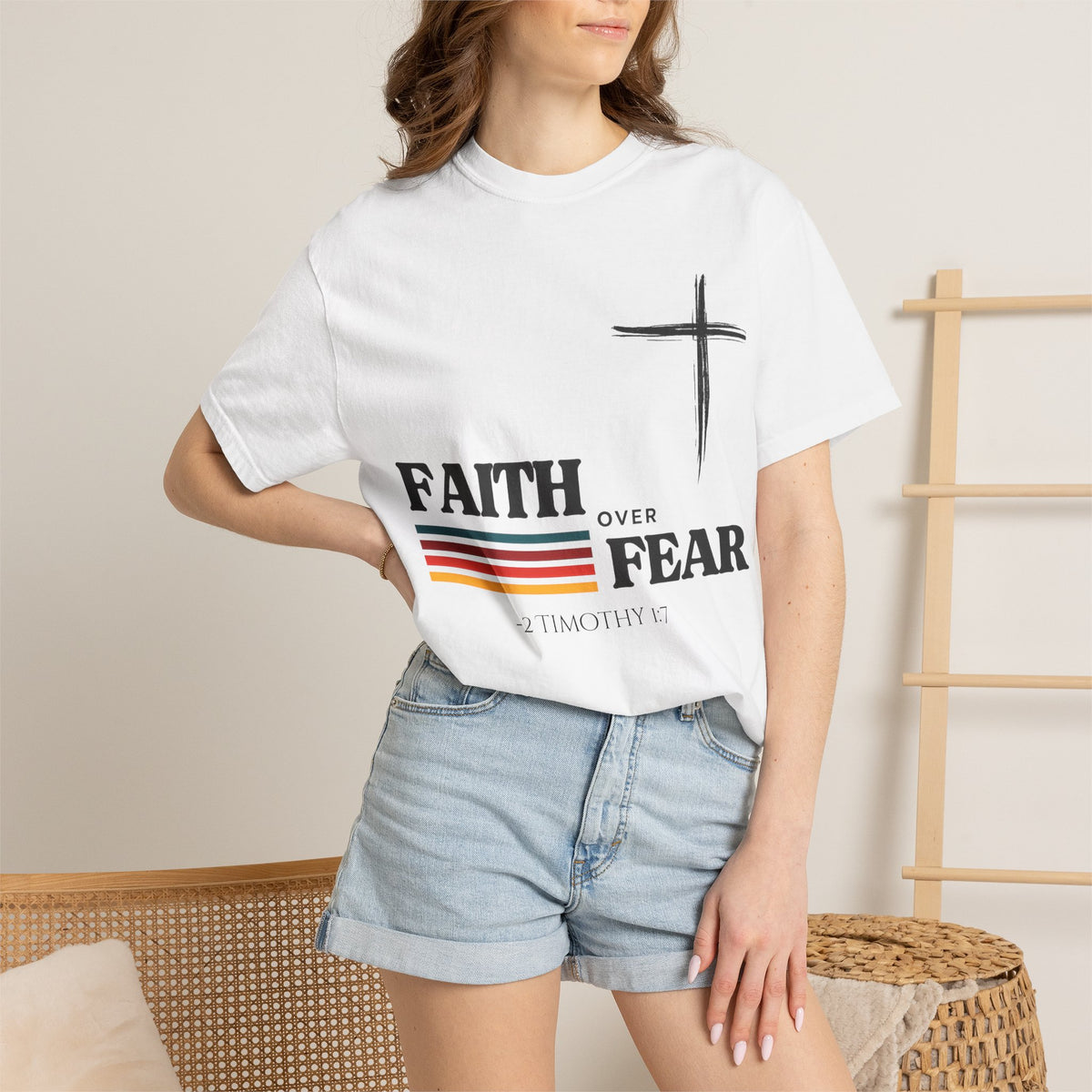Copy of Copy of Faith Over Fear Christian Cross T-Shirt