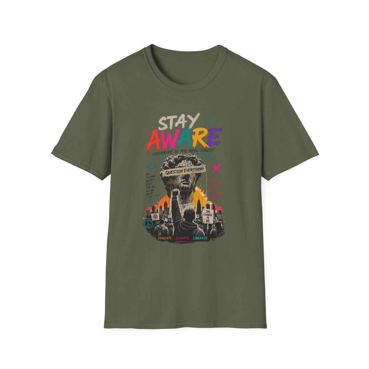 Stay Aware Activist Graphic T-Shirt