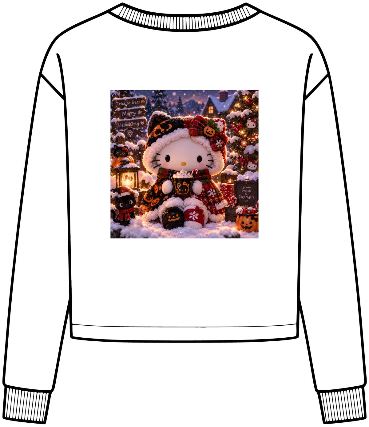Holiday Hello Kitty Tri Midi Long Sleeve Tee