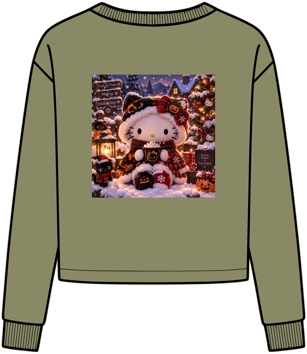 Holiday Hello Kitty Tri Midi Long Sleeve Tee