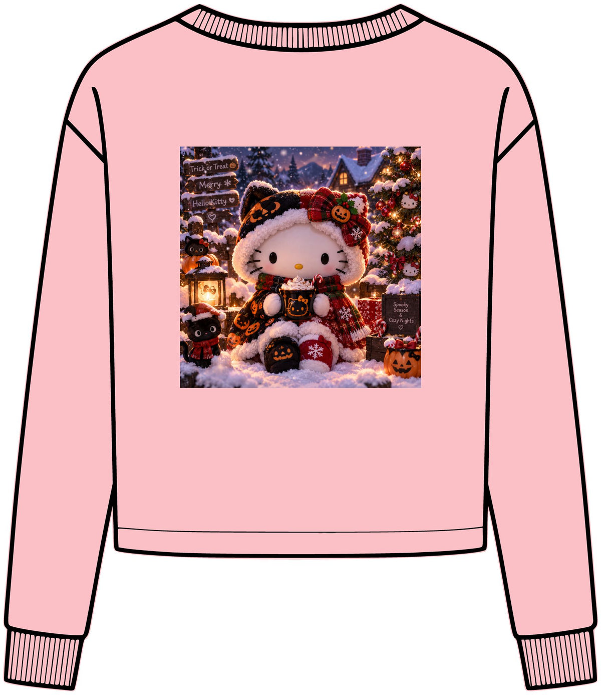 Holiday Hello Kitty Tri Midi Long Sleeve Tee